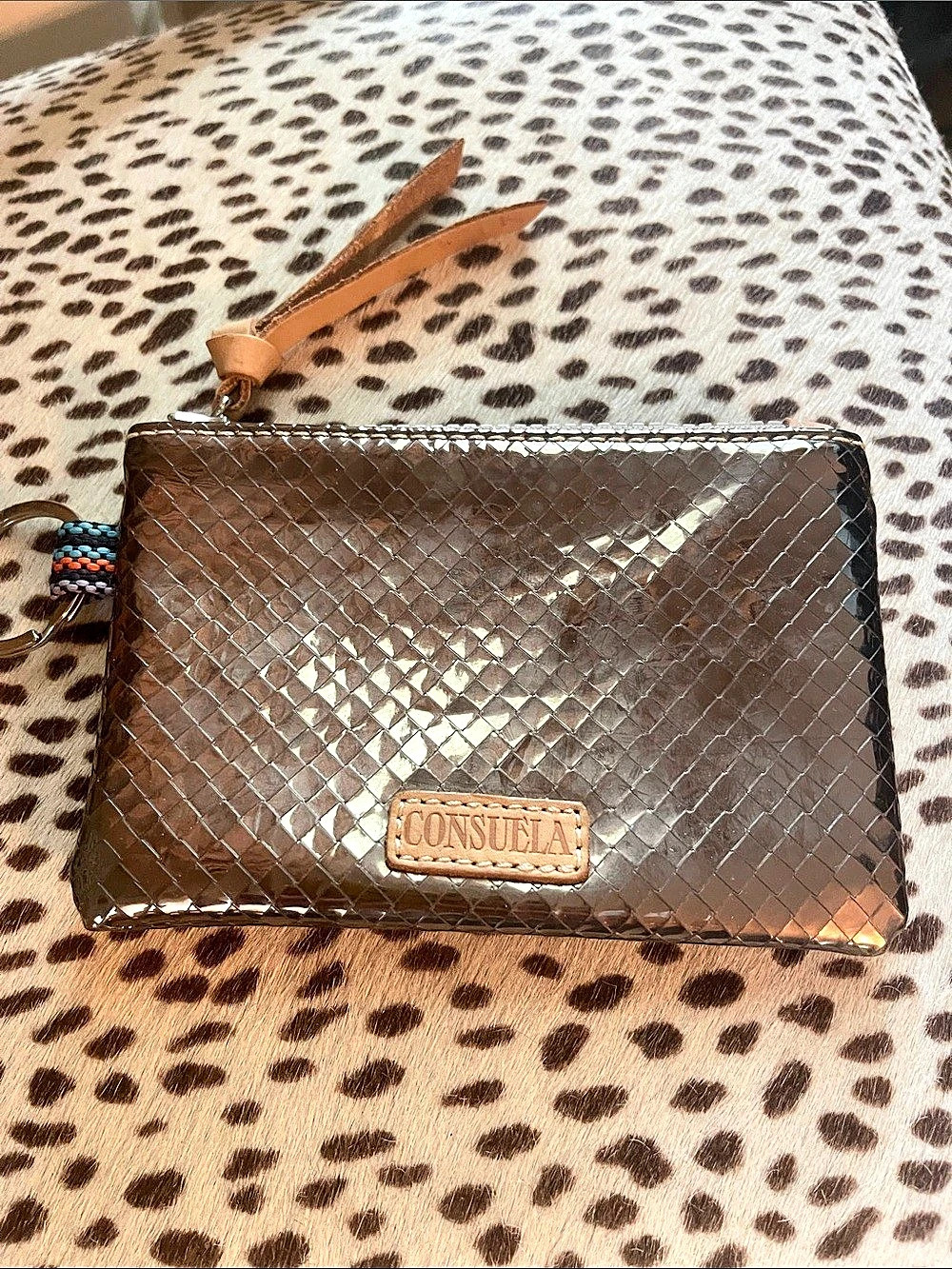 Consuela Woven Wristlet Clutch Silver